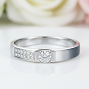 14k White Gold Wedding Band Natural Diamond-Black Diamonds New York