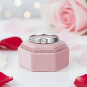 14k White Gold Wedding Band Natural Diamond-Black Diamonds New York