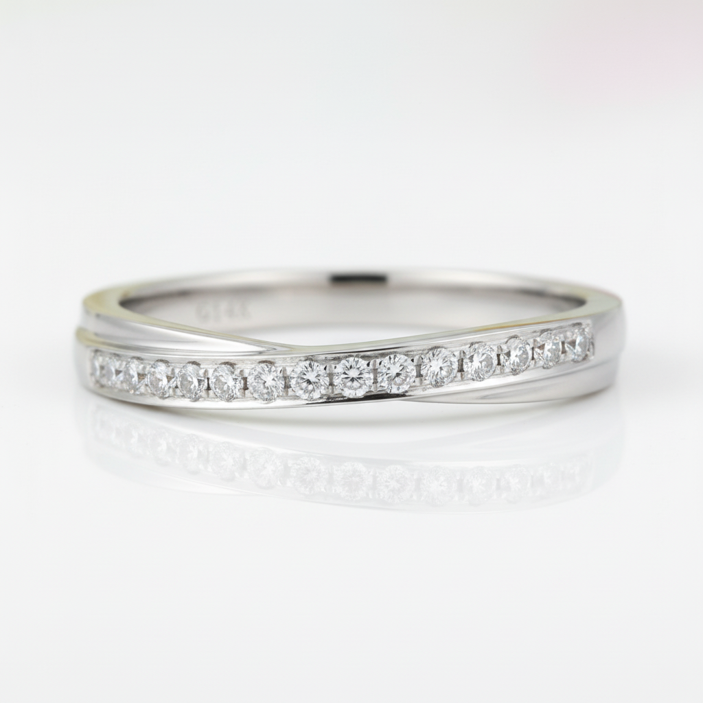 14k White Gold Wedding Band 0.14ct Diamond Options-Black Diamonds New York