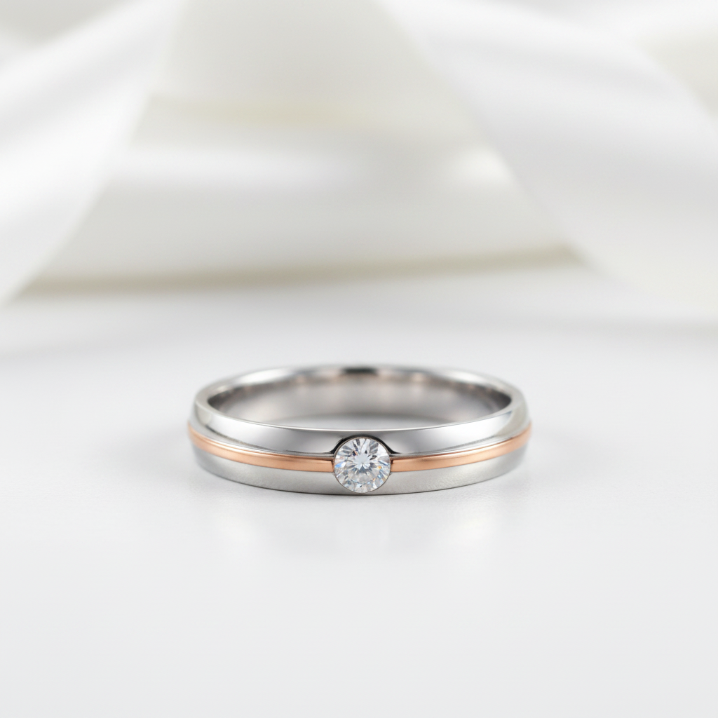 14k White & Rose Gold 2 Color Natural Diamond Option Ring-Black Diamonds New York