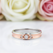 14k White & Rose Gold 2 Tone Wedding Band Diamond-Black Diamonds New York