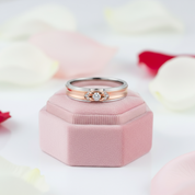 14k White & Rose Gold 2 Tone Wedding Band Diamond-Black Diamonds New York