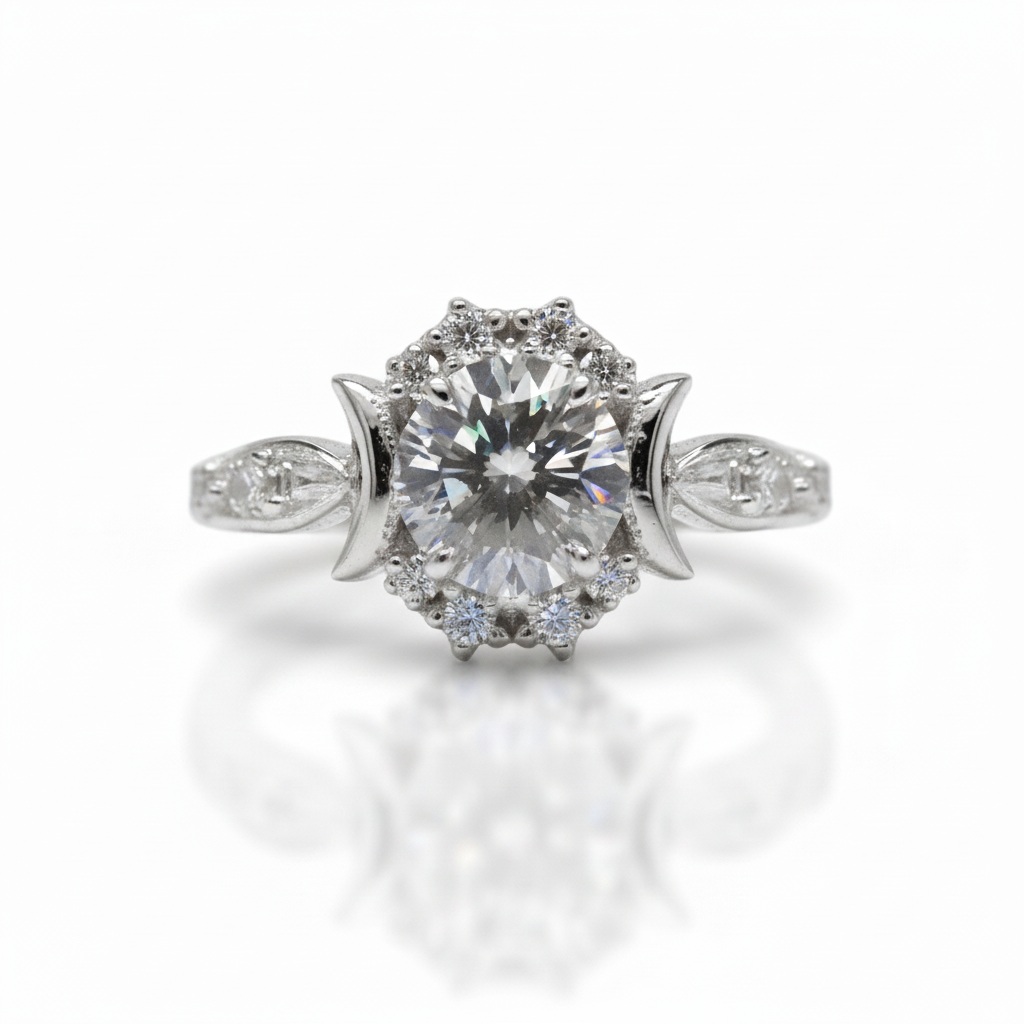 14k White Round 1.0 Ct Grey Diamond Option 6 Claws Engagement Ring-Black Diamonds New York