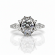 14k White Round 1.0 Ct Grey Diamond Option 6 Claws Engagement Ring-Black Diamonds New York