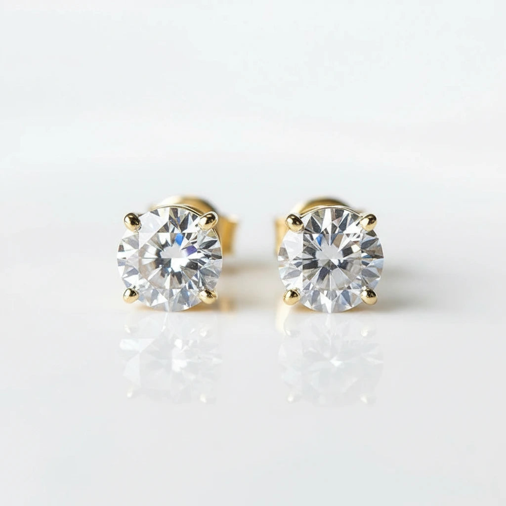 14k Yellow Gold 0.8 Ct Sparkling Diamond Option Stud Earrings-Black Diamonds New York