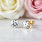 14k Yellow Gold 0.8 Ct Sparkling Diamond Stud Earrings-Black Diamonds New York