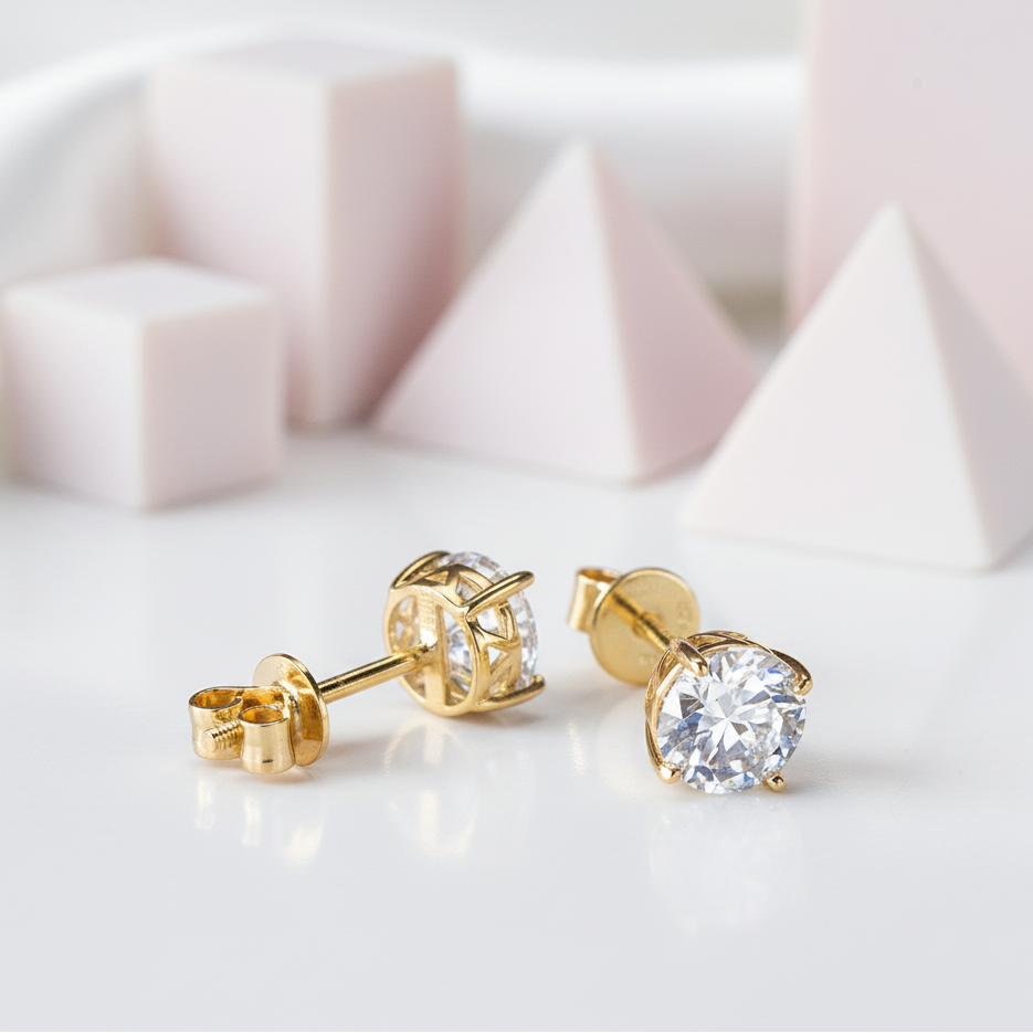 14k Yellow Gold 0.8 Ct Sparkling Diamond Stud Earrings-Black Diamonds New York