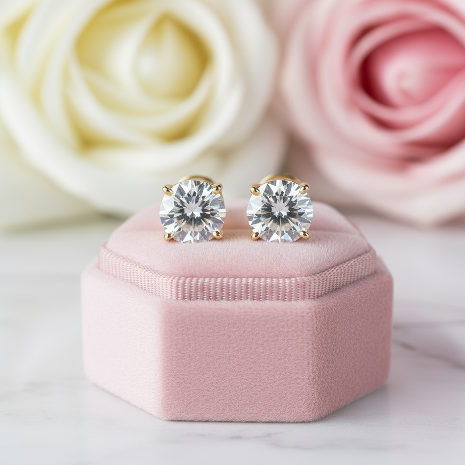 14k Yellow Gold 0.8 Ct Sparkling Diamond Option Stud Earrings-Black Diamonds New York