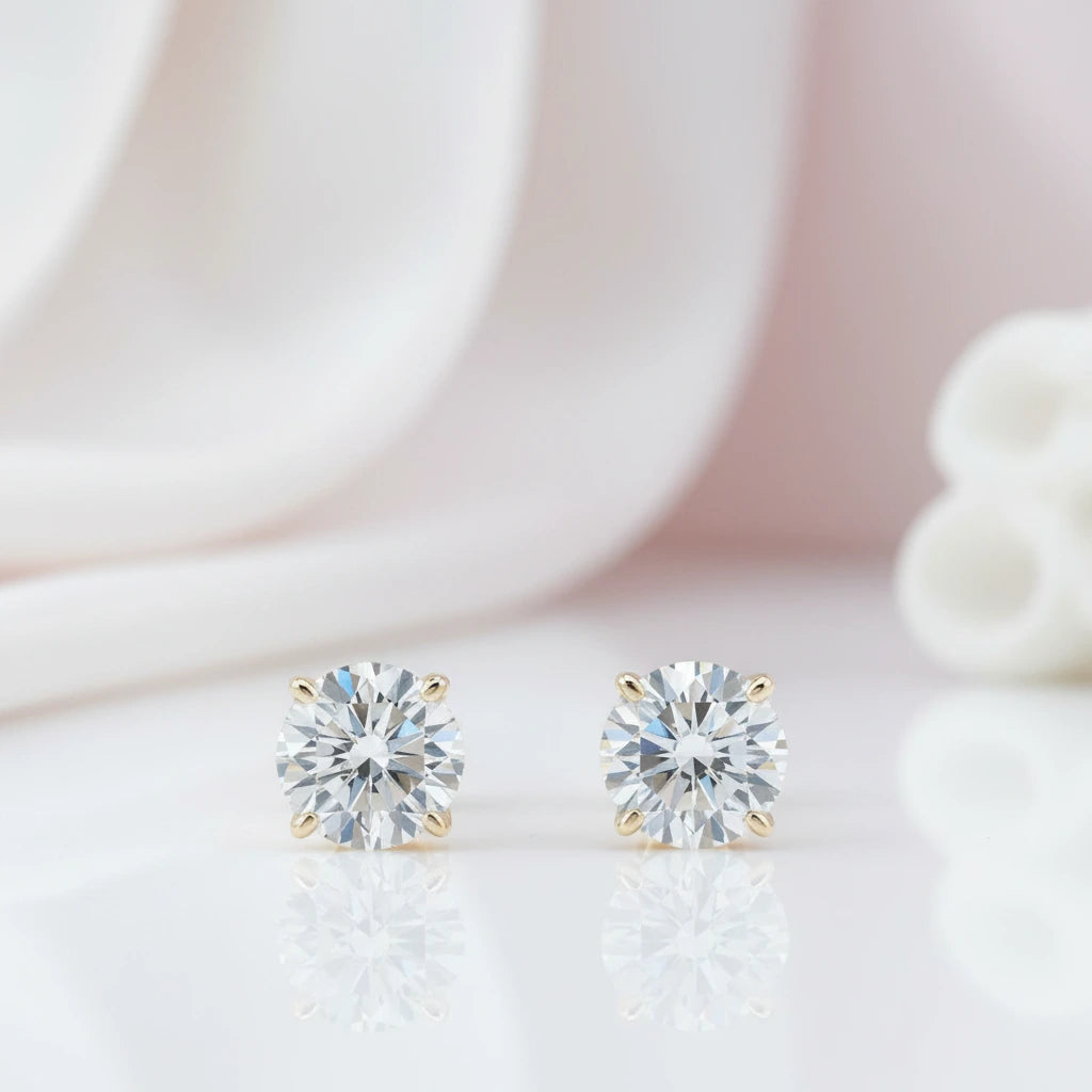 14k Yellow Gold 0.8 Ct Sparkling Diamond Option Stud Earrings-Black Diamonds New York