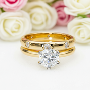 14k Yellow Gold 1.0 Ct Round Diamond Ring Set-Black Diamonds New York