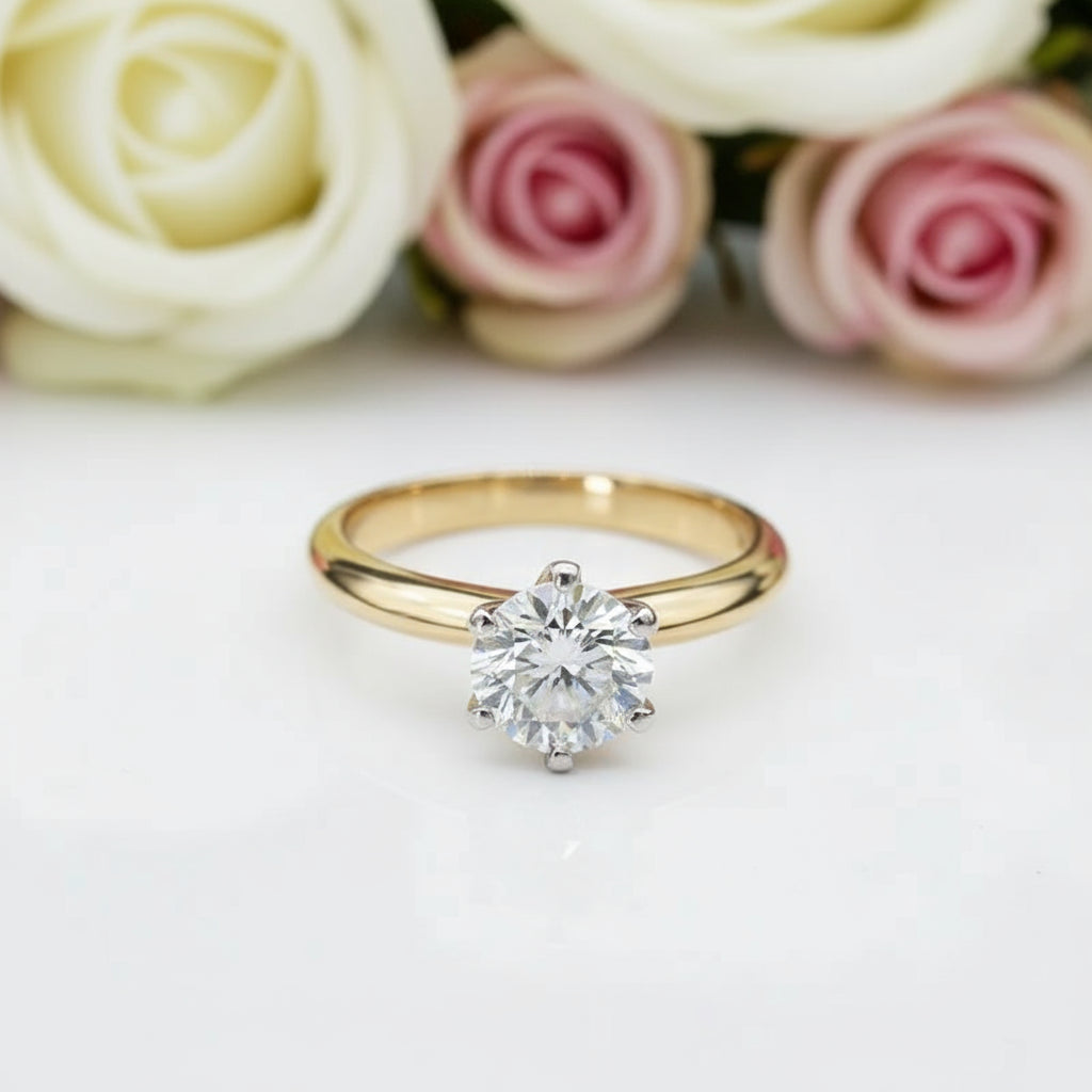 14k Yellow Gold 1.0 Ct Round Diamond Ring Set-Black Diamonds New York