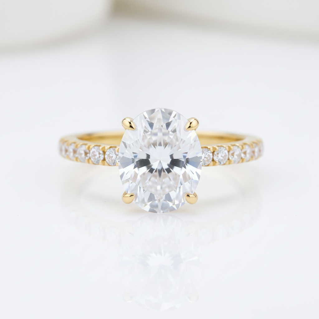 14k Yellow Gold 1.5ct Oval Cut Diamond Option Engagement Ring-Black Diamonds New York