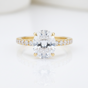 14k Yellow Gold 1.5ct Oval Cut Diamond Option Engagement Ring-Black Diamonds New York