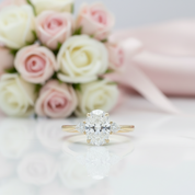 14k Yellow Gold 1ct Oval Cut Diamond Three Stone Engagement Ring-Black Diamonds New York