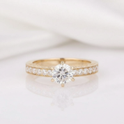 14k Yellow Gold 1ct Diamond Filigree Style Engagement Ring-Black Diamonds New York