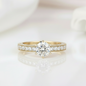 14k Yellow Gold 1ct Diamond Filigree Style Engagement Ring-Black Diamonds New York