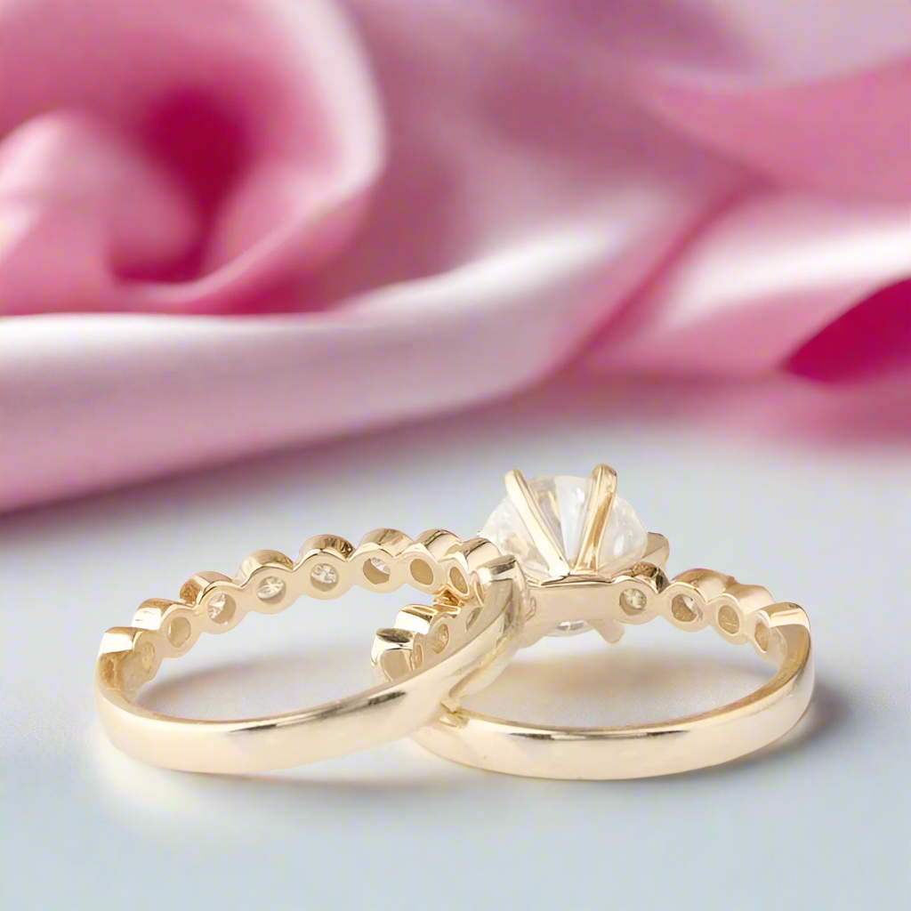 14K Yellow Gold 2.0 Ct Round Cut Diamond Engagement Ring Set-Black Diamonds New York