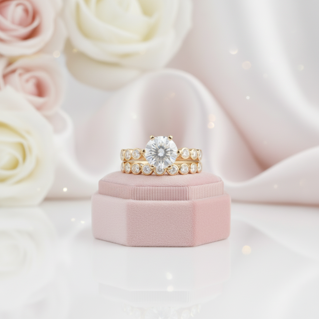 14k Yellow Gold 2.0 Ct Round Cut Diamond Option Engagement Ring Set-Black Diamonds New York