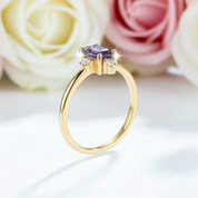 14k Yellow Gold Alexandrite Luxury Promise Ring-Black Diamonds New York