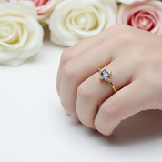 14k Yellow Gold Alexandrite Luxury Promise Ring-Black Diamonds New York