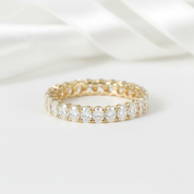 14k Yellow Gold Oval Cut Diamond Option Eternity Stackable Ring Band-Black Diamonds New York