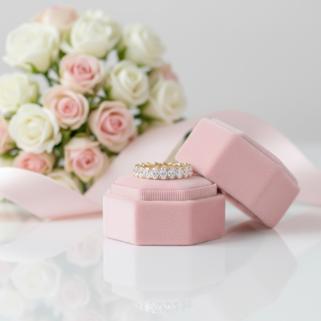 14k Yellow Gold Oval Cut Diamond Option Eternity Stackable Ring Band-Black Diamonds New York