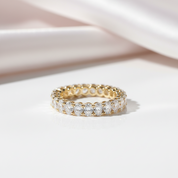 14k Yellow Gold Oval Cut Diamond Option Eternity Stackable Ring Band-Black Diamonds New York