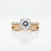 14K Yellow Gold Round Brilliant Cut Diamond Option Engagement Ring Set-Black Diamonds New York