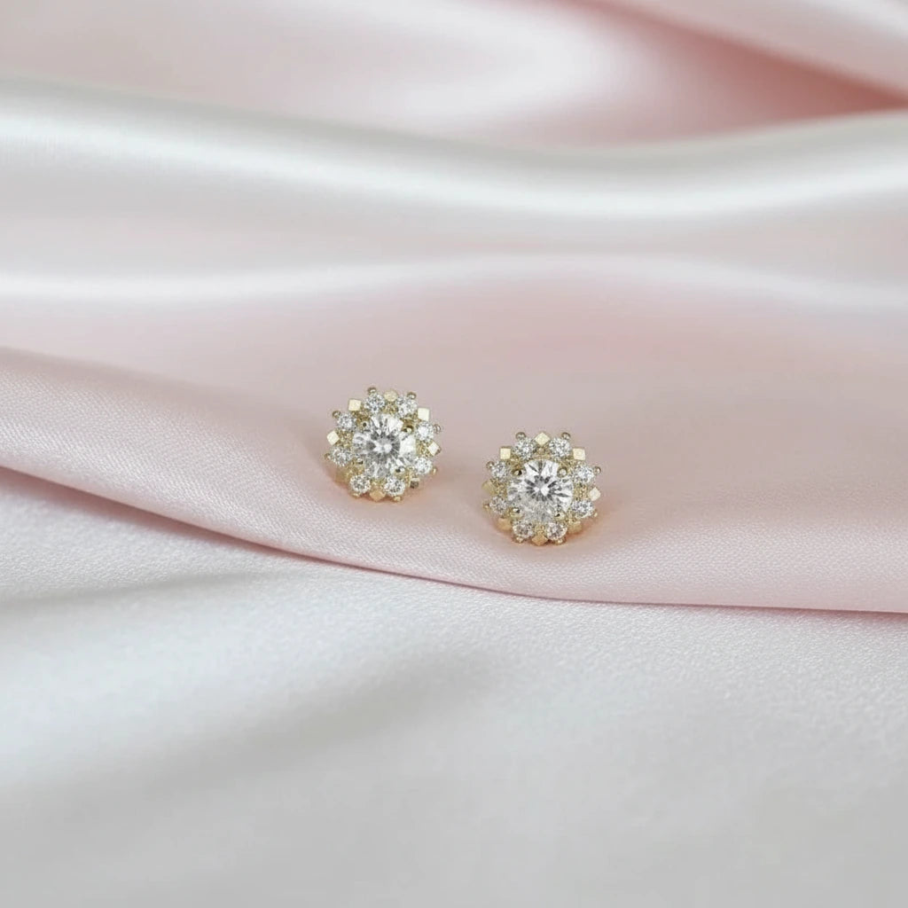 14k Yellow Gold Round Cut Diamond Option Stud Earrings-Black Diamonds New York