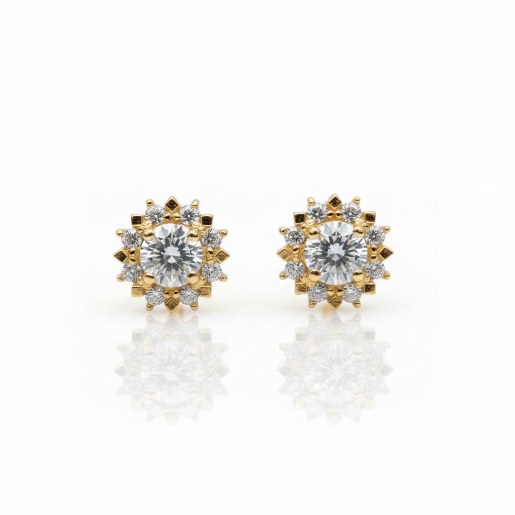 14k Yellow Gold Round Cut Diamond Option Stud Earrings-Black Diamonds New York