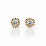 14k Yellow Gold Round Cut Diamond Option Stud Earrings-Black Diamonds New York