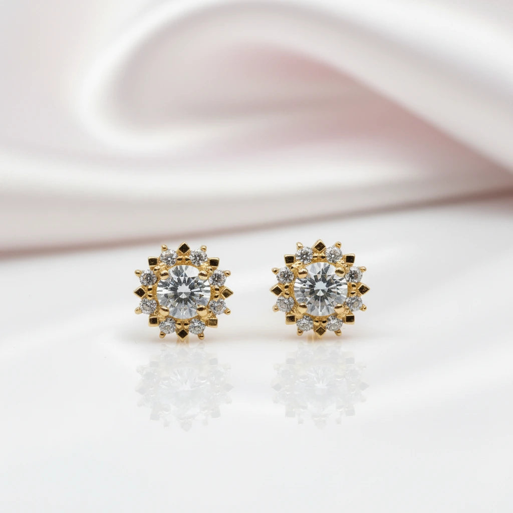 14k Yellow Gold Round Cut Diamond Option Stud Earrings-Black Diamonds New York