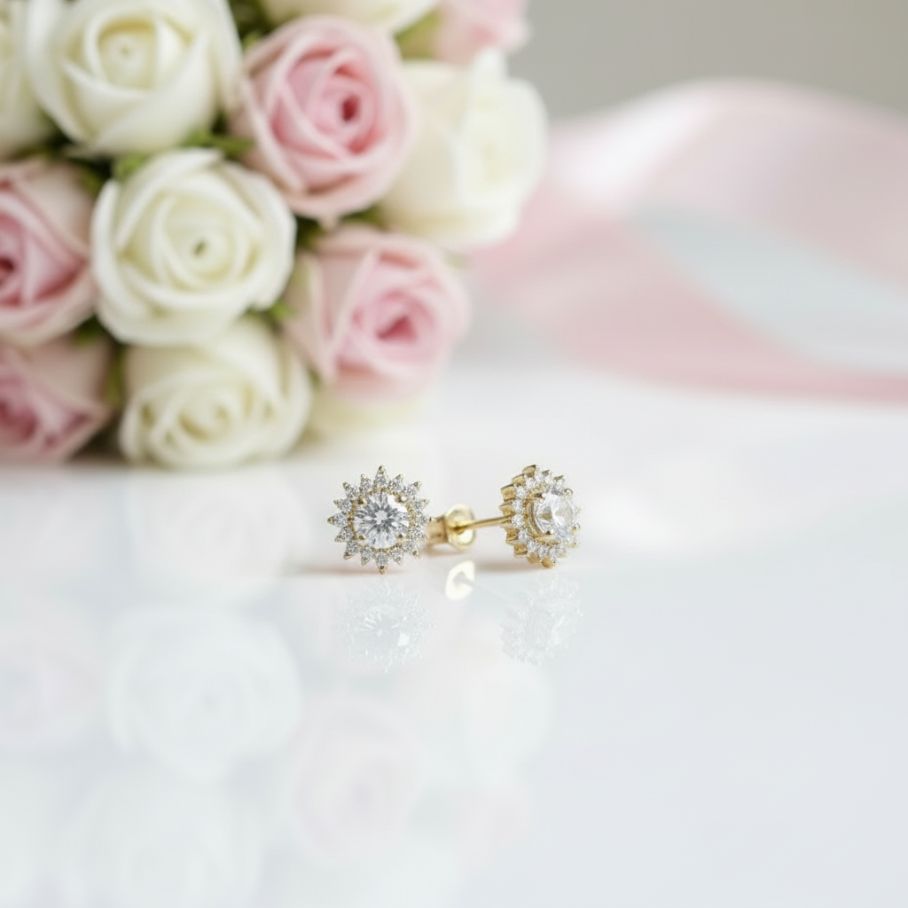14k Yellow Gold Round Cut Diamond Option Stud Earrings-Black Diamonds New York