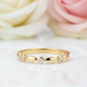 14k Yellow Gold Stackable Ring 0.03ct Natural Diamond-Black Diamonds New York