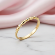 14k Yellow Gold Stackable Ring 0.03ct Natural Diamond Option-Black Diamonds New York