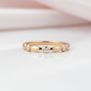 14k Yellow Gold Stackable Ring 0.03ct Natural Diamond Option-Black Diamonds New York