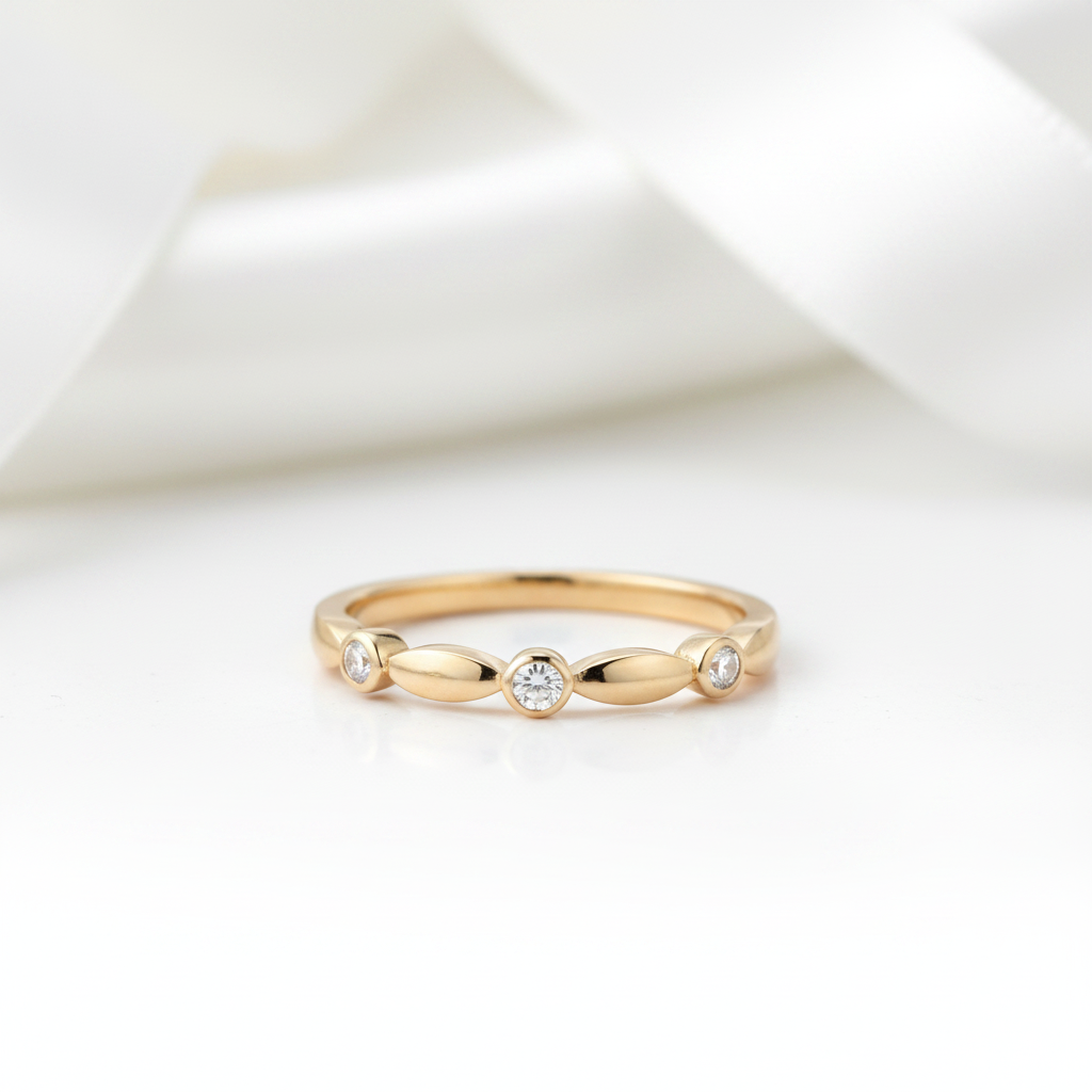 14k Yellow Gold Stackable Ring 0.03ct Natural Diamond Option-Black Diamonds New York