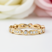 14k Yellow Gold Vintage Ring Band 0.3ct Natural Diamonds-Black Diamonds New York