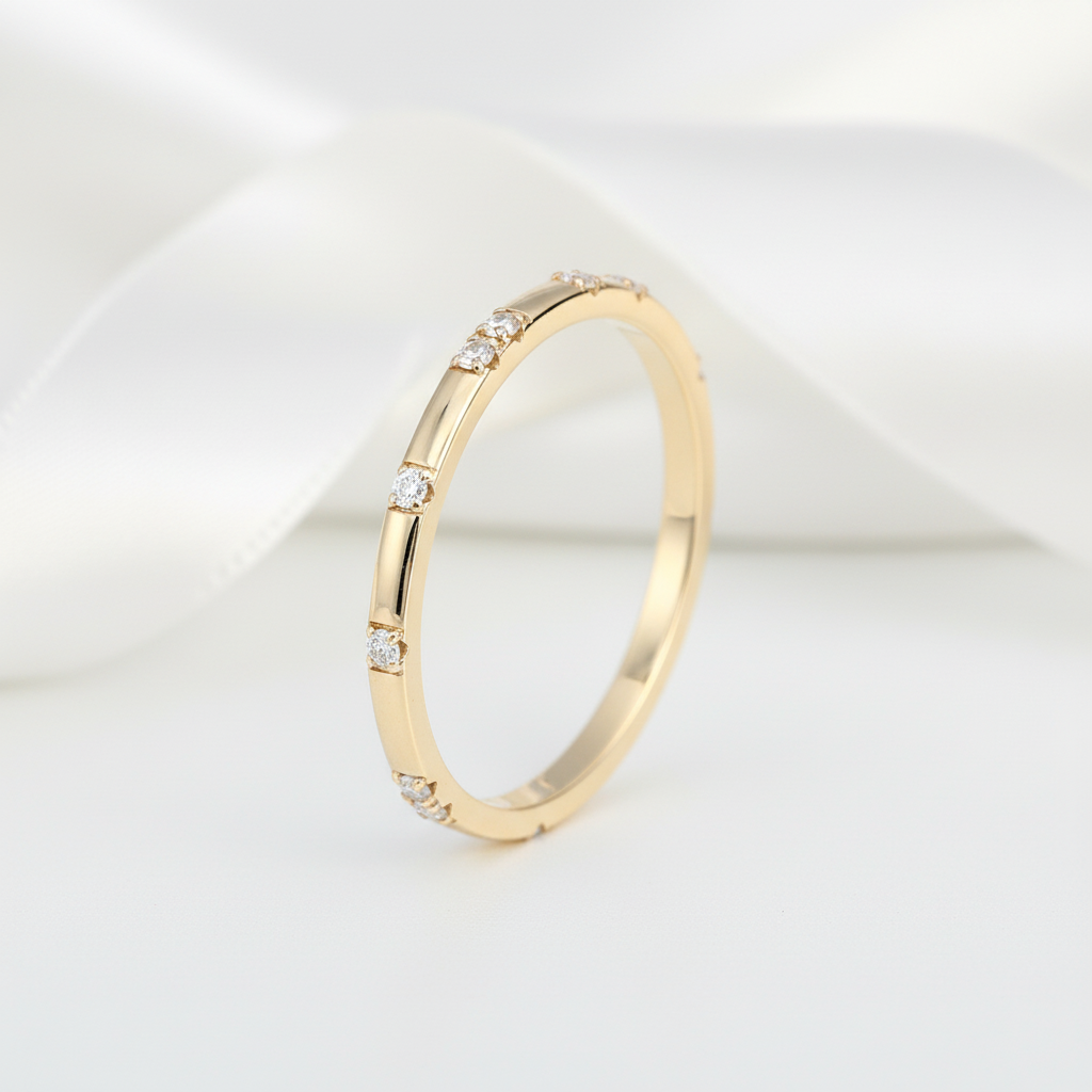 14k Yellow Diamond Option Stackable Wedding Band-Black Diamonds New York