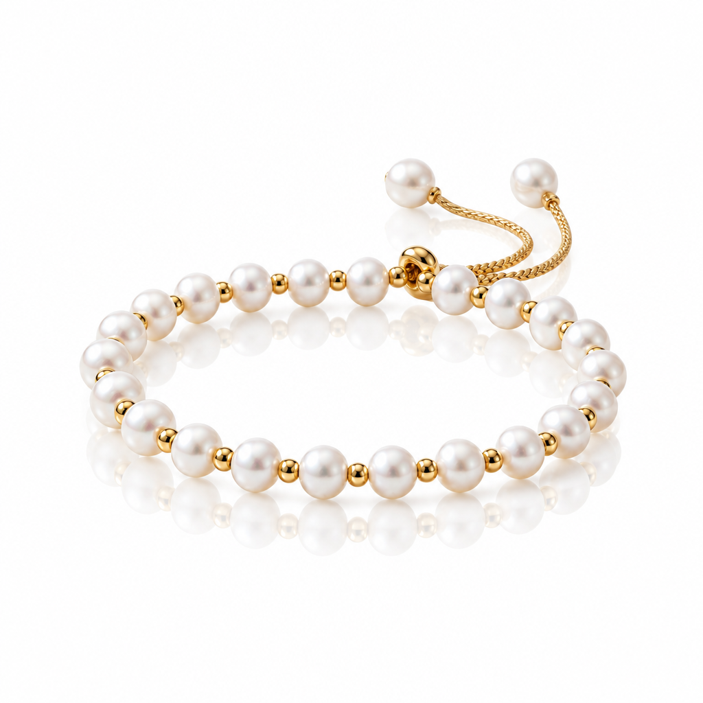 14k Gold Filled Freshwater Pearl Bracelet-Black Diamonds New York