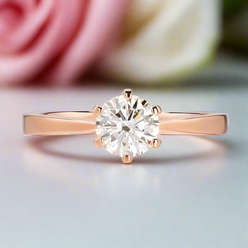 14k Rose Gold 0.8 Ct Lab Grown Diamond Solitaire Engagement Ring-Black Diamonds New York