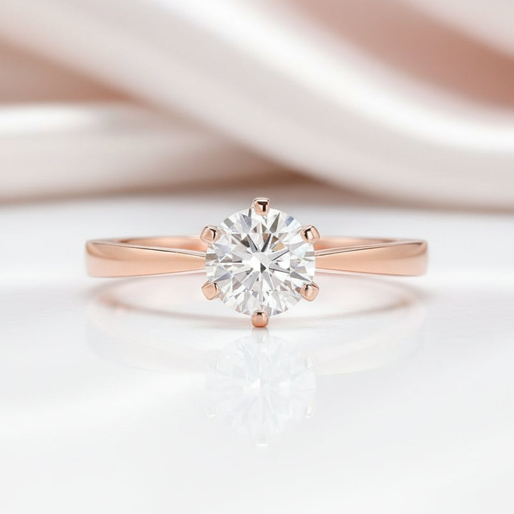 14k Rose Gold 0.8 Ct Lab Grown Diamond Option Solitaire Engagement Ring-Black Diamonds New York