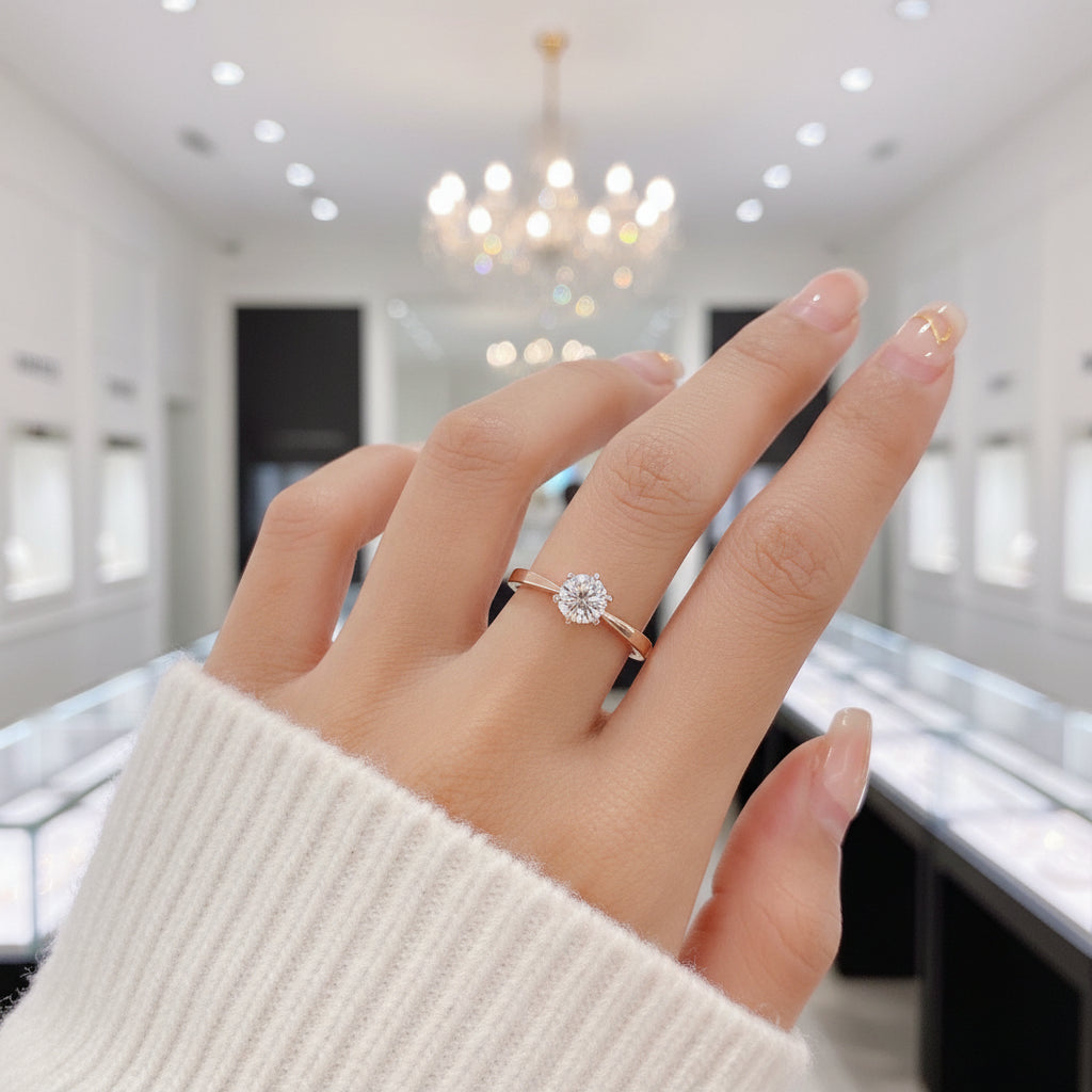 14k Rose Gold 0.8 Ct Lab Grown Diamond Option Solitaire Engagement Ring-Black Diamonds New York