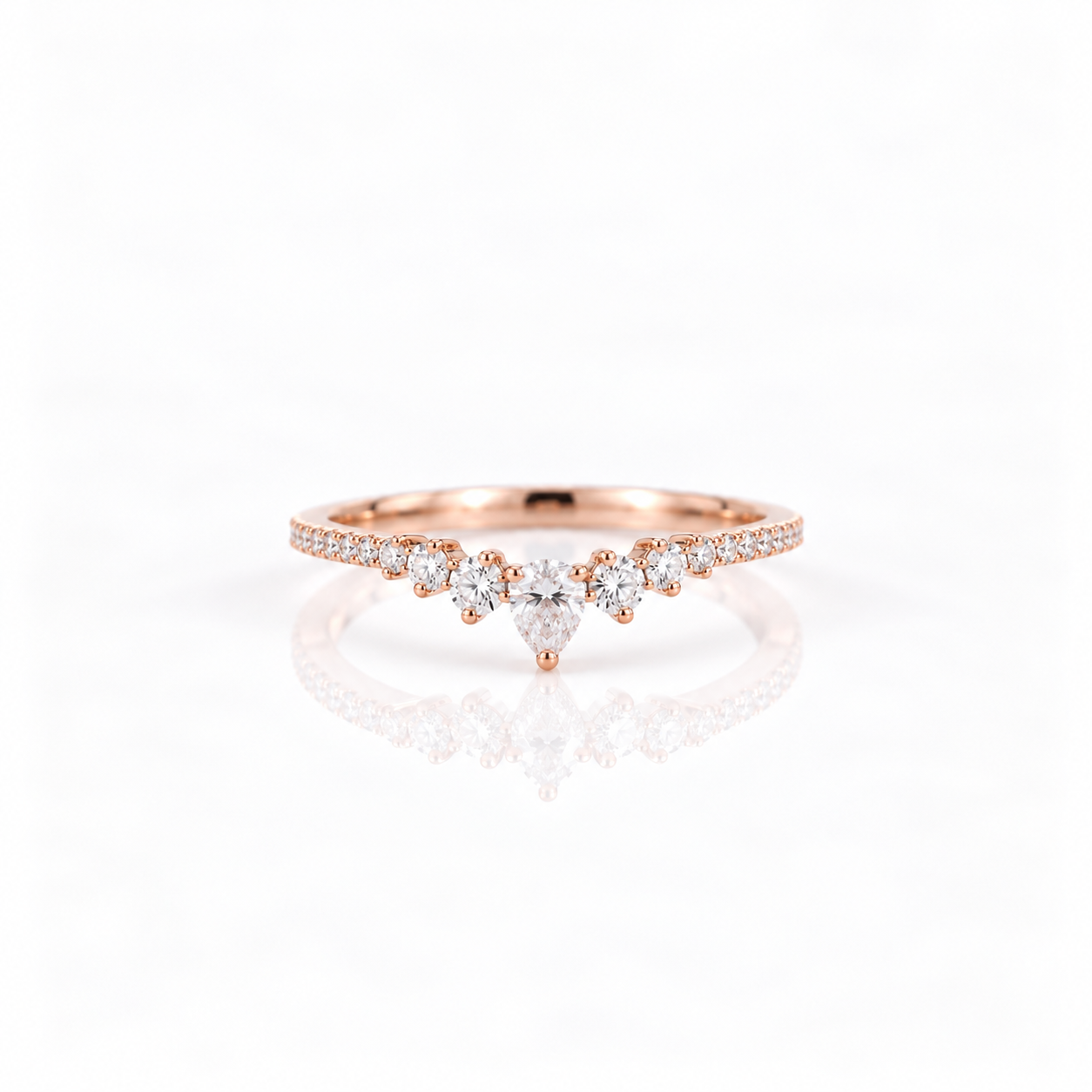 14k Rose Gold Diamond Option Stackable Wedding Band-Black Diamonds New York