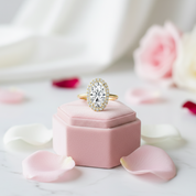 14K Rose Gold Elongated Oval Cut Halo Diamond Engagement Ring-Black Diamonds New York