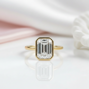 14k Solid Gold 3.0 Ct Emerald Cut Diamond Engagement Ring-Black Diamonds New York