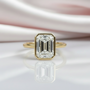 14k Solid Gold 3.0 Ct Emerald Cut Diamond Engagement Ring-Black Diamonds New York
