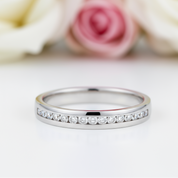 14k Solid White Gold Half Eternity Ring 0.17ct Natural Diamond-Black Diamonds New York