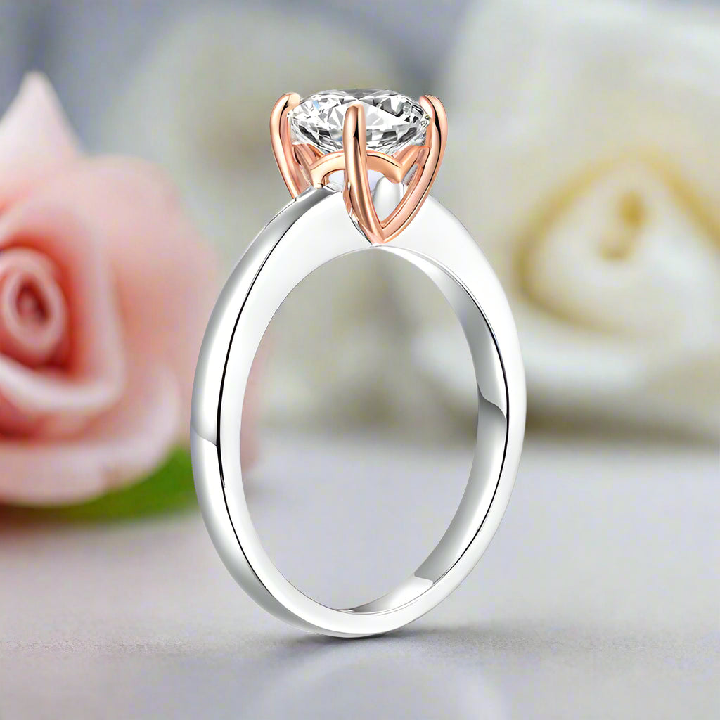 14k Two-Tone Gold 1.0 Ct Lab Grown Diamond Engagement Ring-Black Diamonds New York