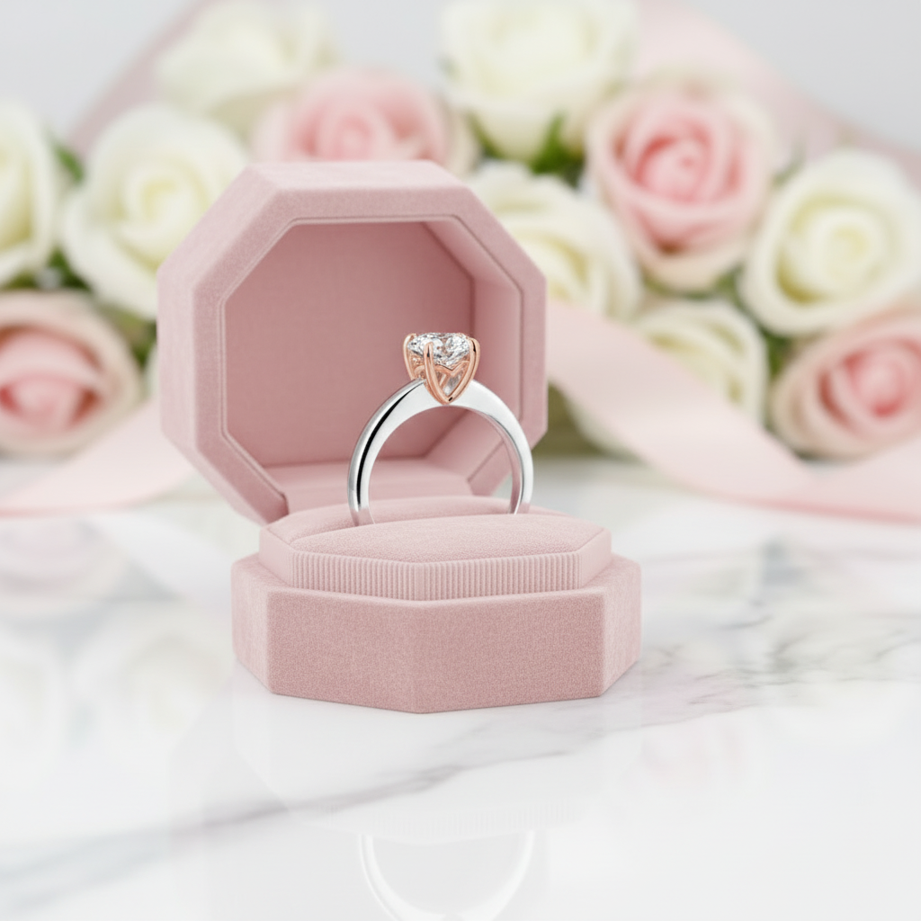 14k Two-Tone Gold 1.0 Ct Lab Grown Diamond Option Engagement Ring-Black Diamonds New York